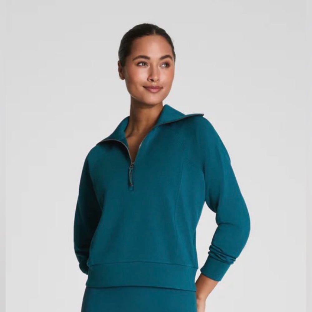 Spanx Air Essentials Half Zip Emerald Bay